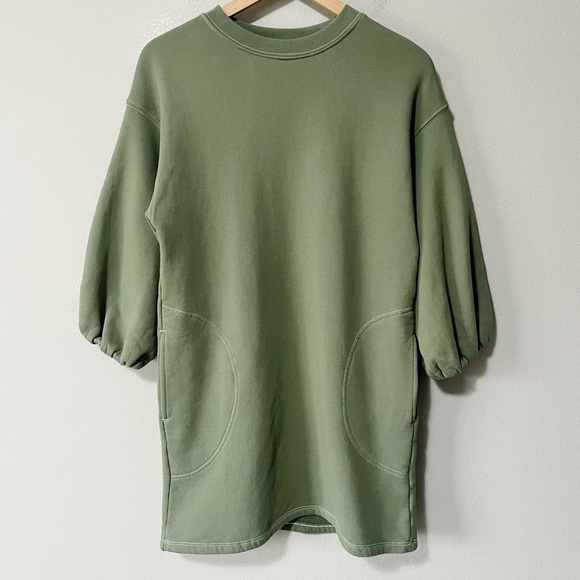 Velvet by Graham & Spencer Moss Green Jensen Sweatshirt Dress Size XS Pockets - Picture 1 of 13